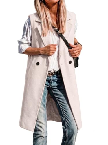 IDEALSANXUN Long Vest for Women Sleeveless Wool Coats Blazer